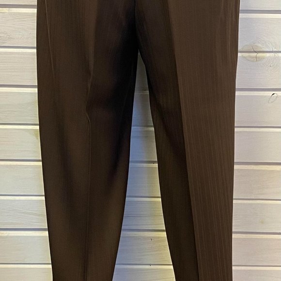 Men's and Boy's Chocolate Brown Formal Wedding Wool Adjustable Waist Pants - Picture 2 of 8